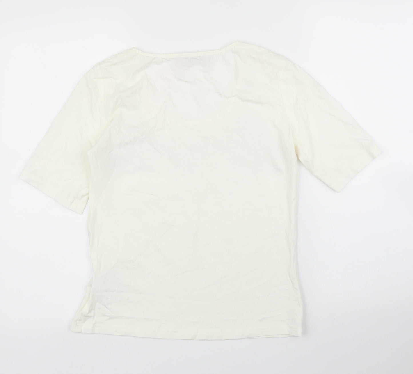 Hammer Womens Ivory Floral  Basic T-Shirt Size S