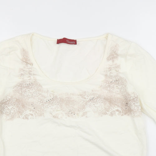 Hammer Womens Ivory Floral  Basic T-Shirt Size S