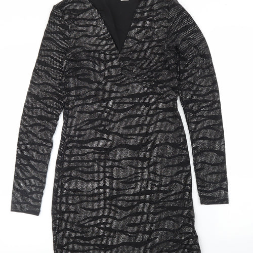 H&M Womens Silver Animal Print  A-Line  Size S  - Zebra print