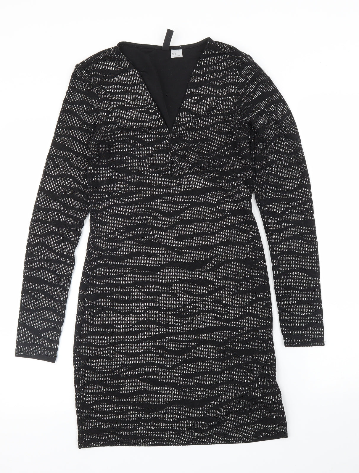 H&M Womens Silver Animal Print  A-Line  Size S  - Zebra print