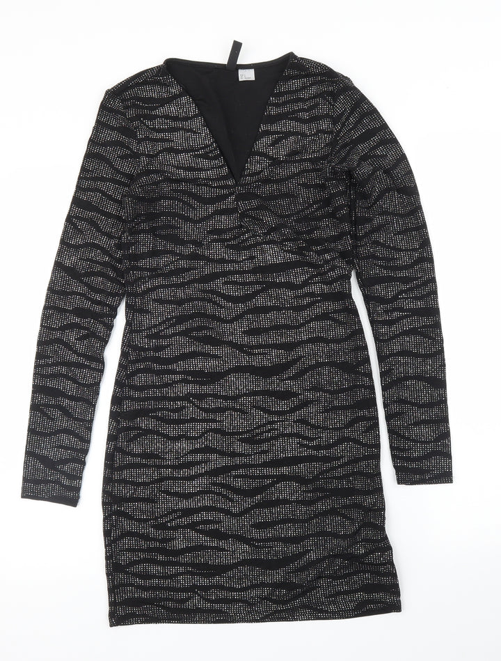 H&M Womens Silver Animal Print  A-Line  Size S  - Zebra print