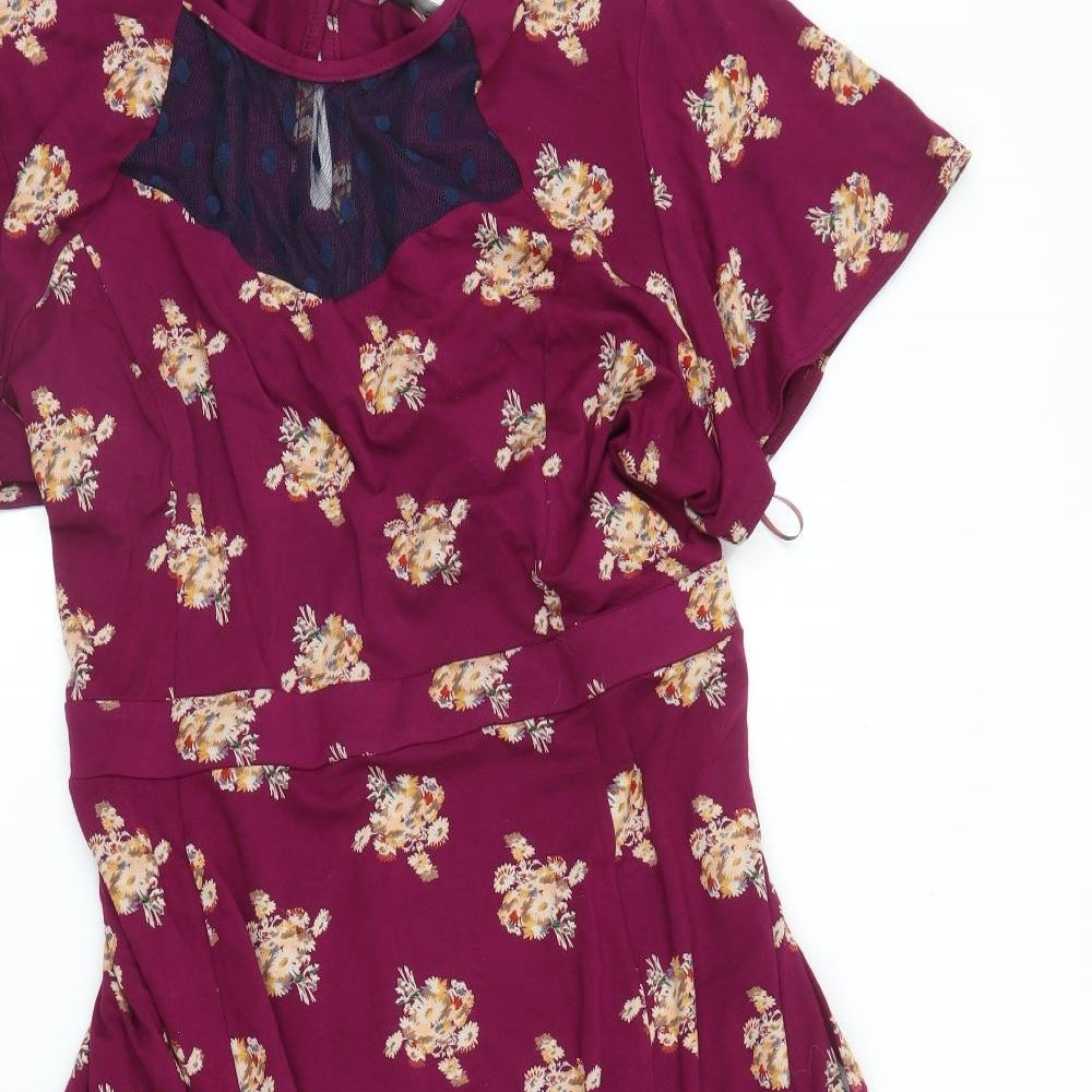 Scarlett & Jo Womens Purple Floral  Fit & Flare  Size 24