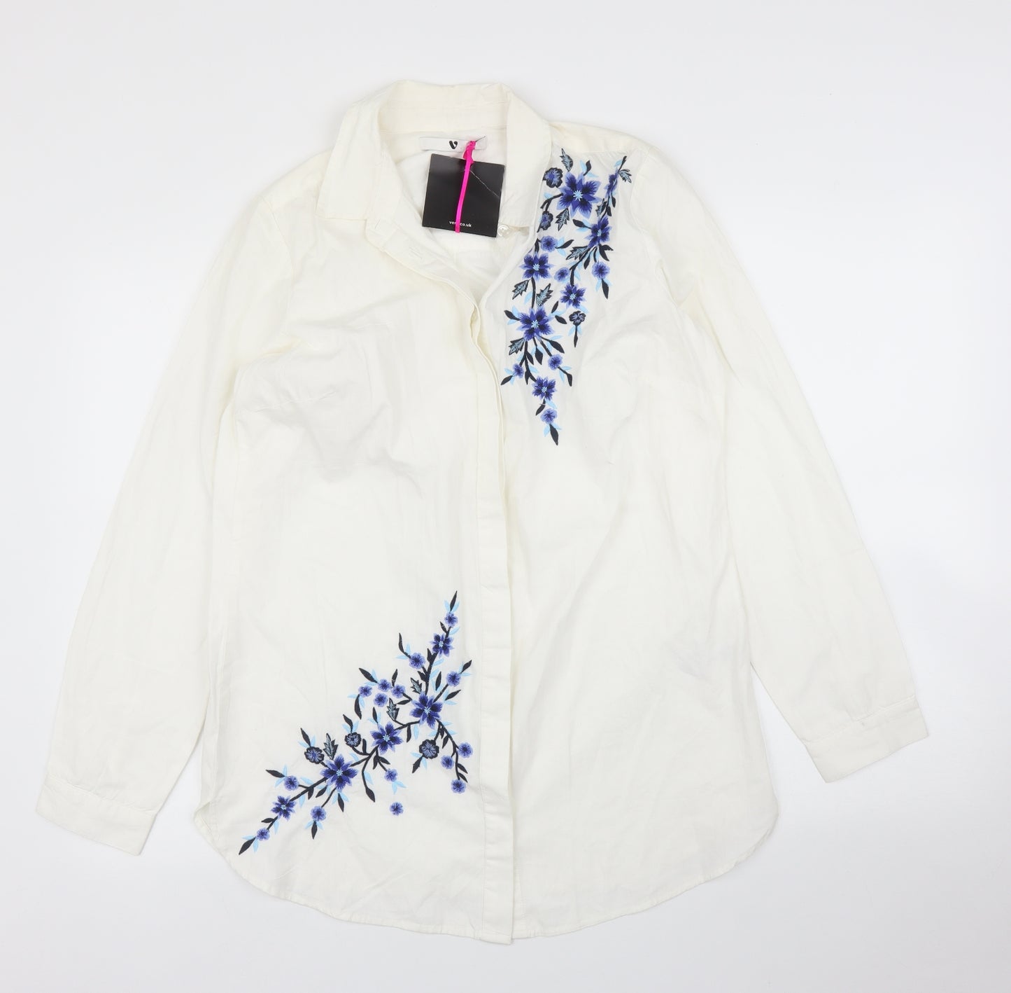 Very Womens White Floral  Basic Blouse Size 12