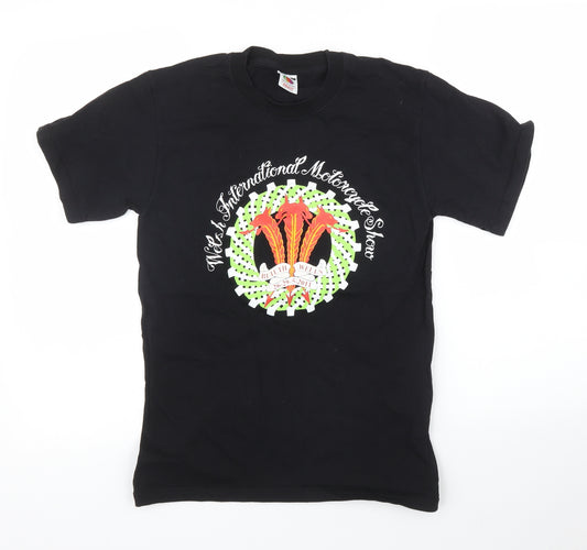 Front view of Fruit of the Loom men’s black t-shirt, size S