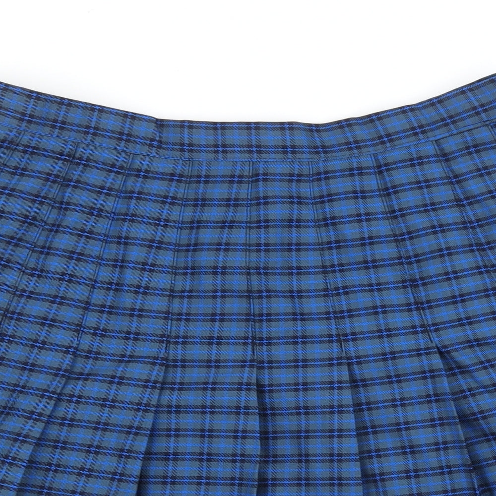 Monkhouse Womens Blue Check  Pleated Skirt Size 28 in