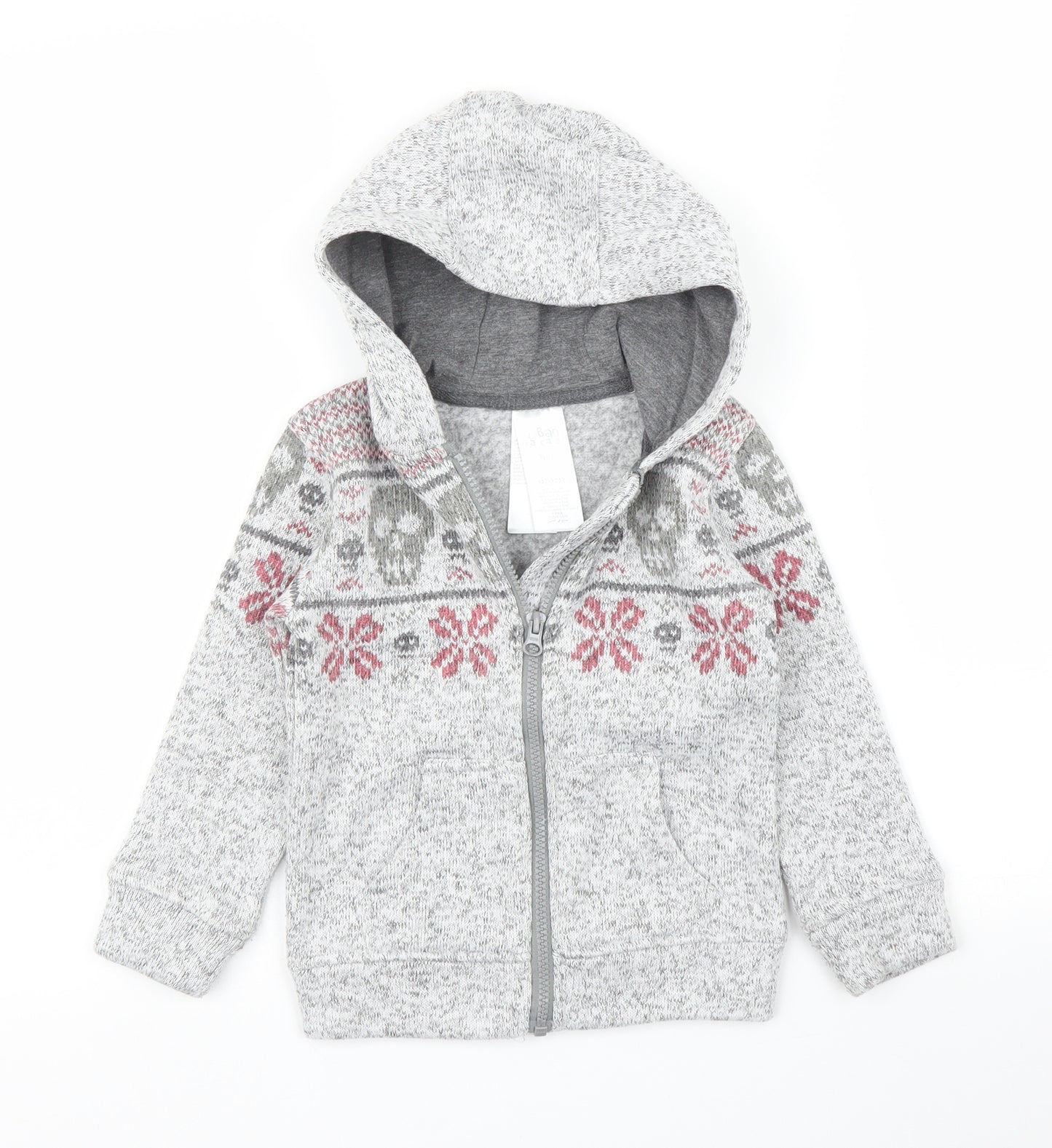 Urban Racecars Boys Grey Fair Isle  Full Zip Hoodie Size 4 Years