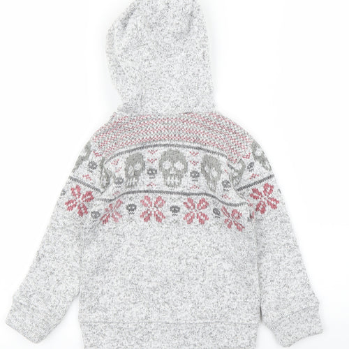 Urban Racecars Boys Grey Fair Isle  Full Zip Hoodie Size 4 Years