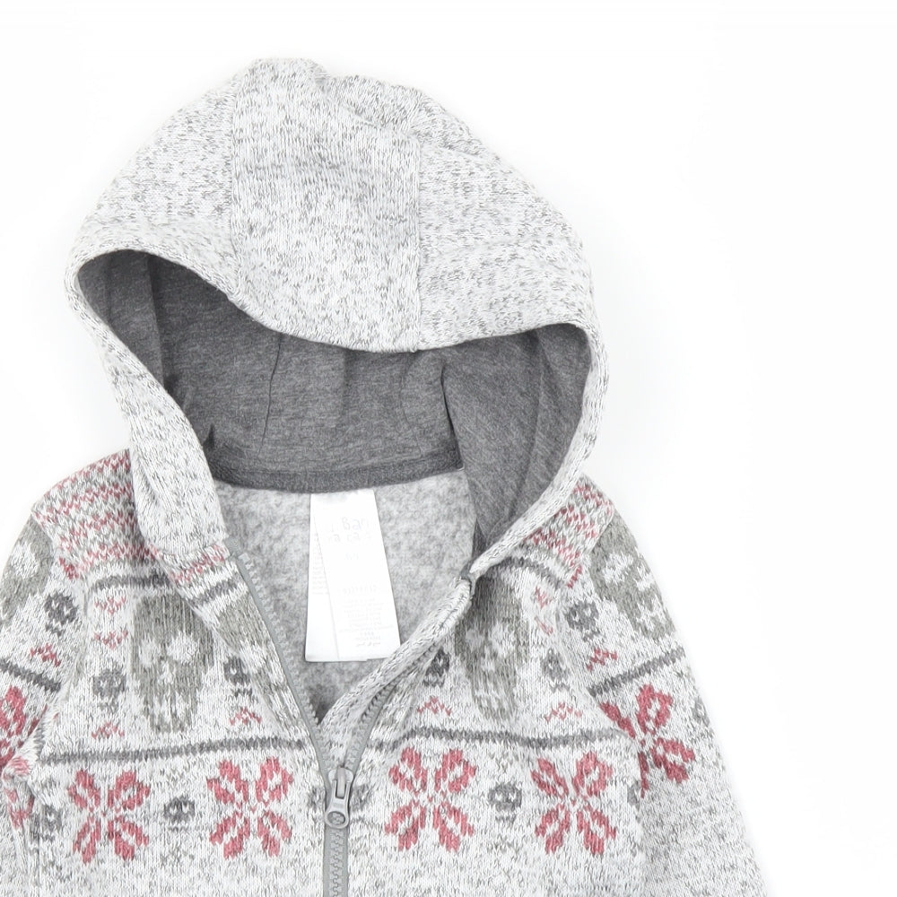 Urban Racecars Boys Grey Fair Isle  Full Zip Hoodie Size 4 Years
