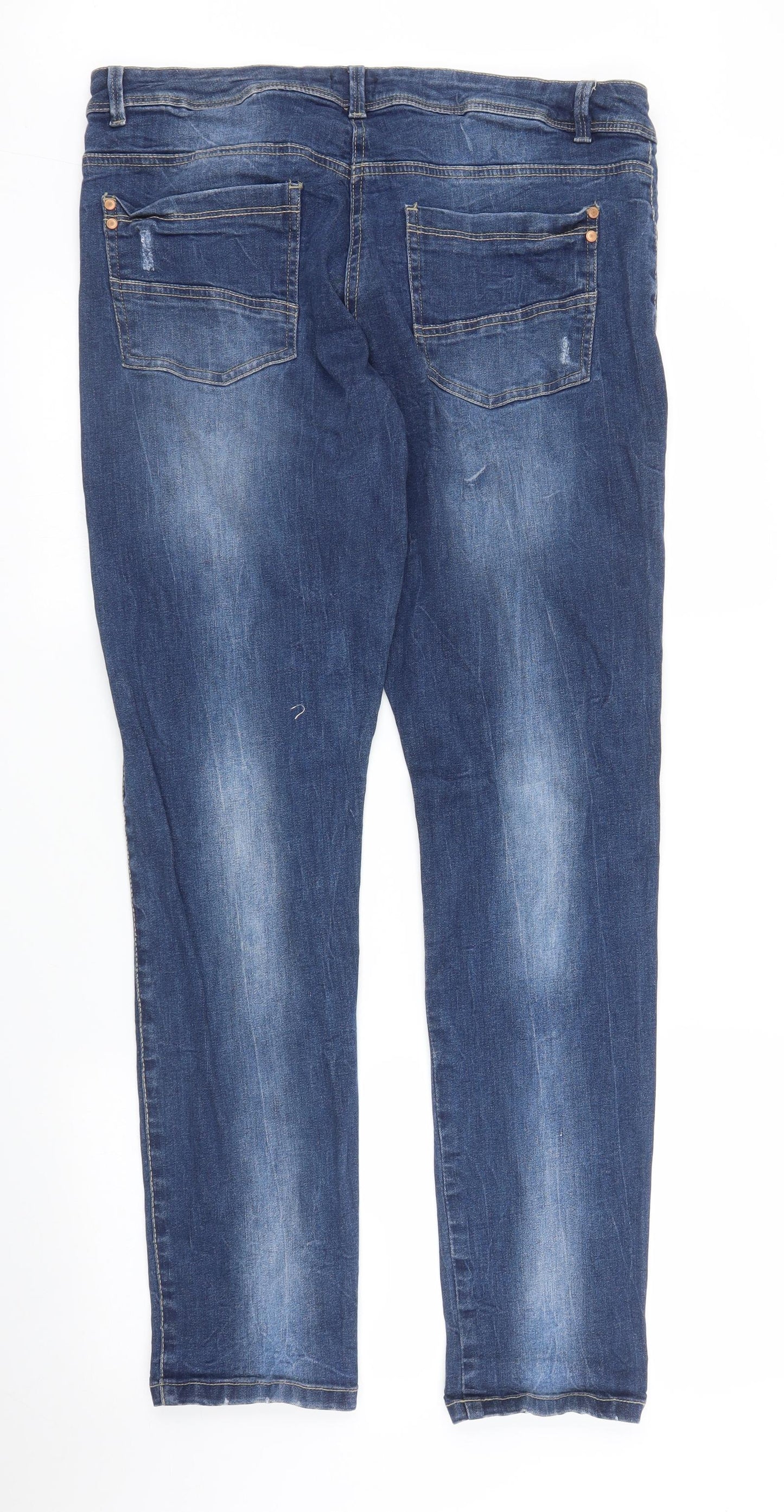 F&F Womens Blue  Denim Straight Jeans Size 16 L31 in