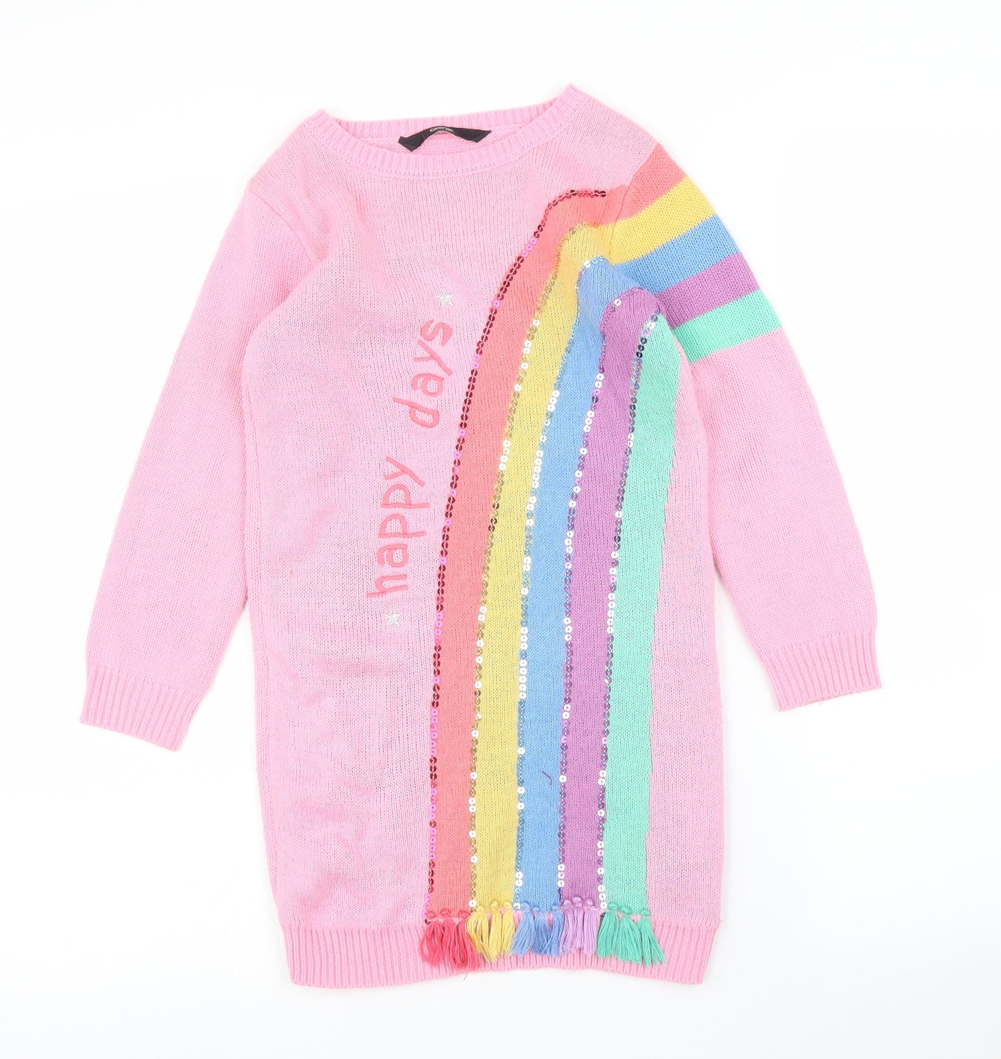 George Girls Pink   Jumper Dress  Size 5-6 Years  - Rainbow