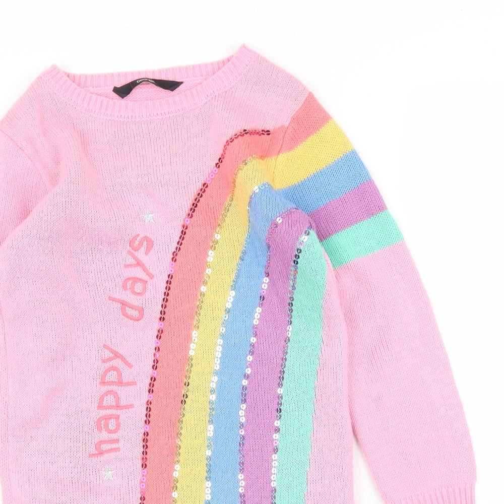 George Girls Pink   Jumper Dress  Size 5-6 Years  - Rainbow