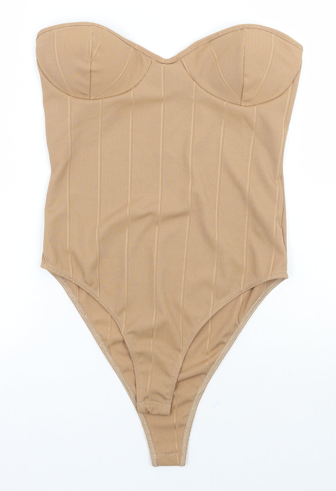 Boohoo Womens Brown   Bodysuit One-Piece Size 14