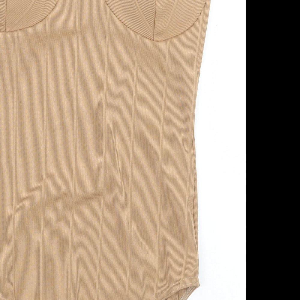 Boohoo Womens Brown   Bodysuit One-Piece Size 14
