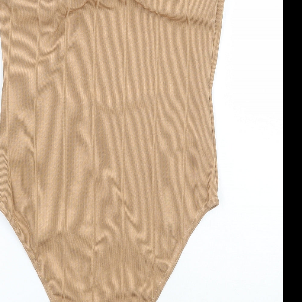 Boohoo Womens Brown   Bodysuit One-Piece Size 14