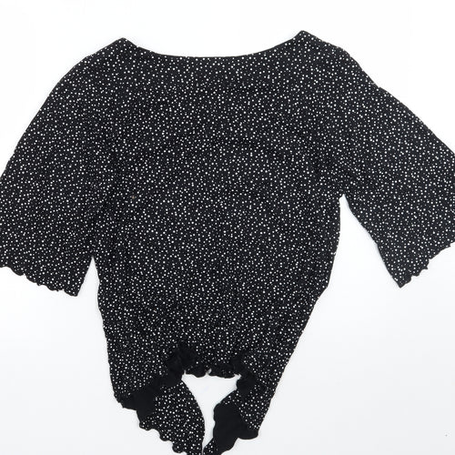 canda Womens Black Polka Dot  Basic T-Shirt Size 16