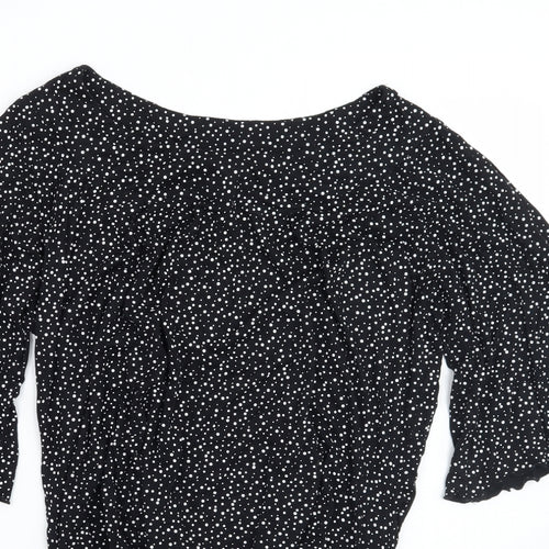 canda Womens Black Polka Dot  Basic T-Shirt Size 16