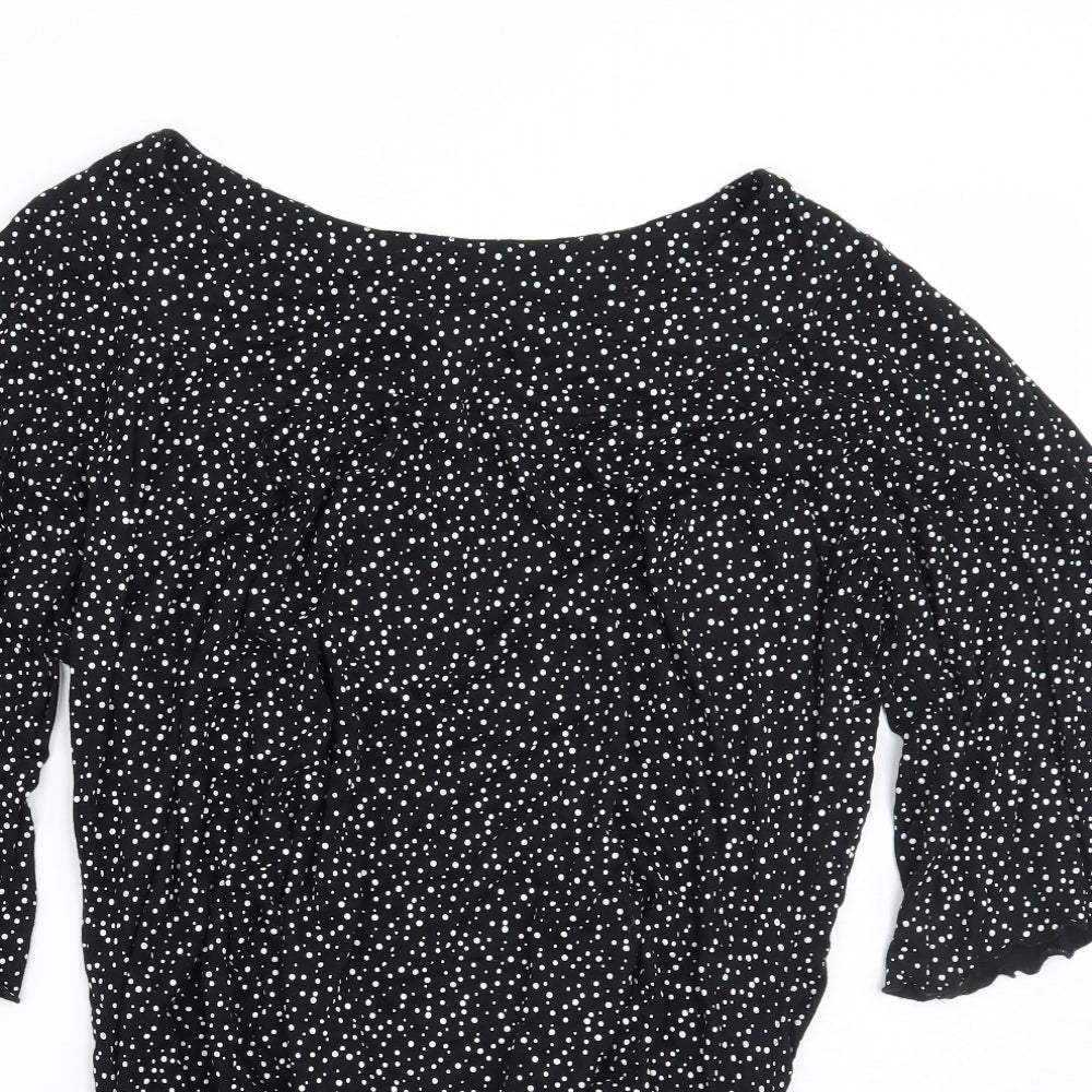 canda Womens Black Polka Dot  Basic T-Shirt Size 16
