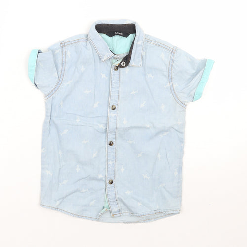 George Boys Blue   Basic Button-Up Size 4-5 Years  - Sharks