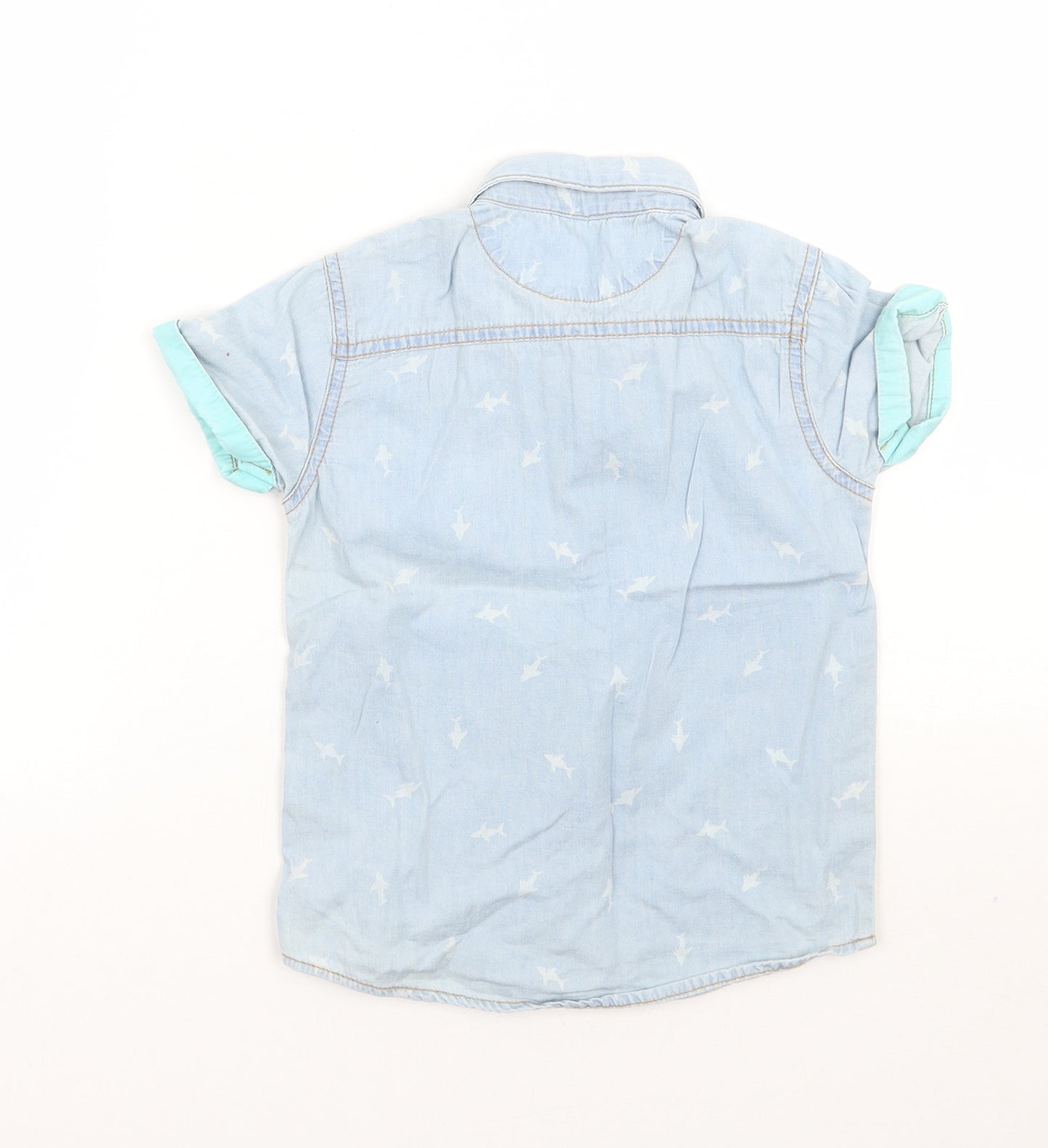 George Boys Blue   Basic Button-Up Size 4-5 Years  - Sharks
