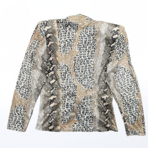 Ma-sai Womens Gold Animal Print  Basic Blouse Size 12