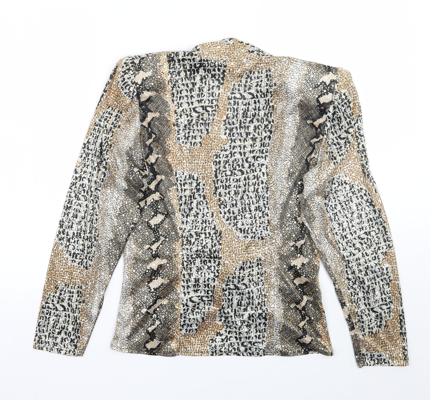 Ma-sai Womens Gold Animal Print  Basic Blouse Size 12