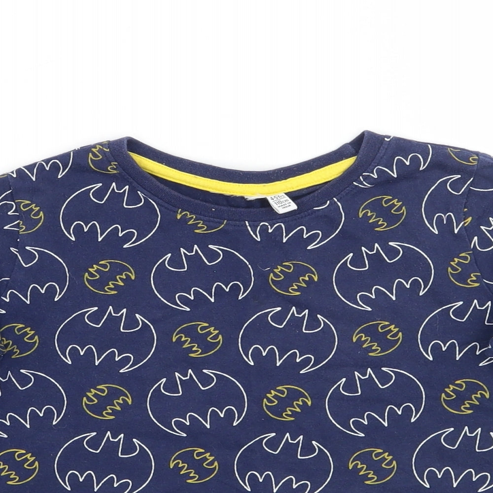 Primark Boys Blue Geometric  Basic T-Shirt Size 4-5 Years
