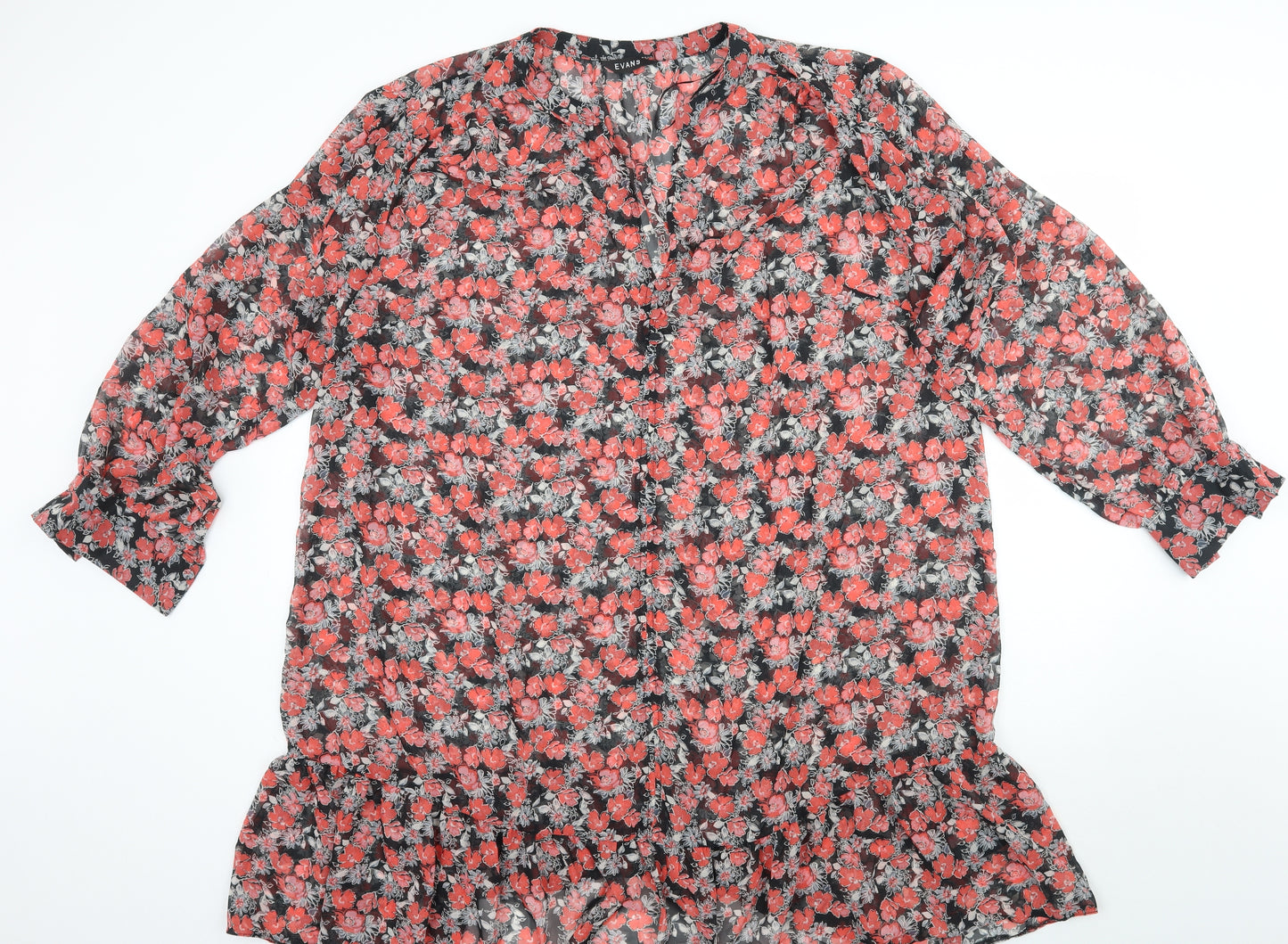 Evans Womens Black Floral  A-Line  Size 24