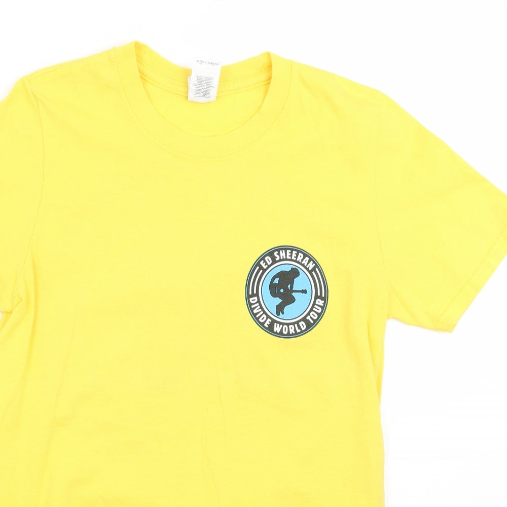 Gildan Womens Yellow   Basic T-Shirt Size S  - Ed Sheeran Divide World Tour