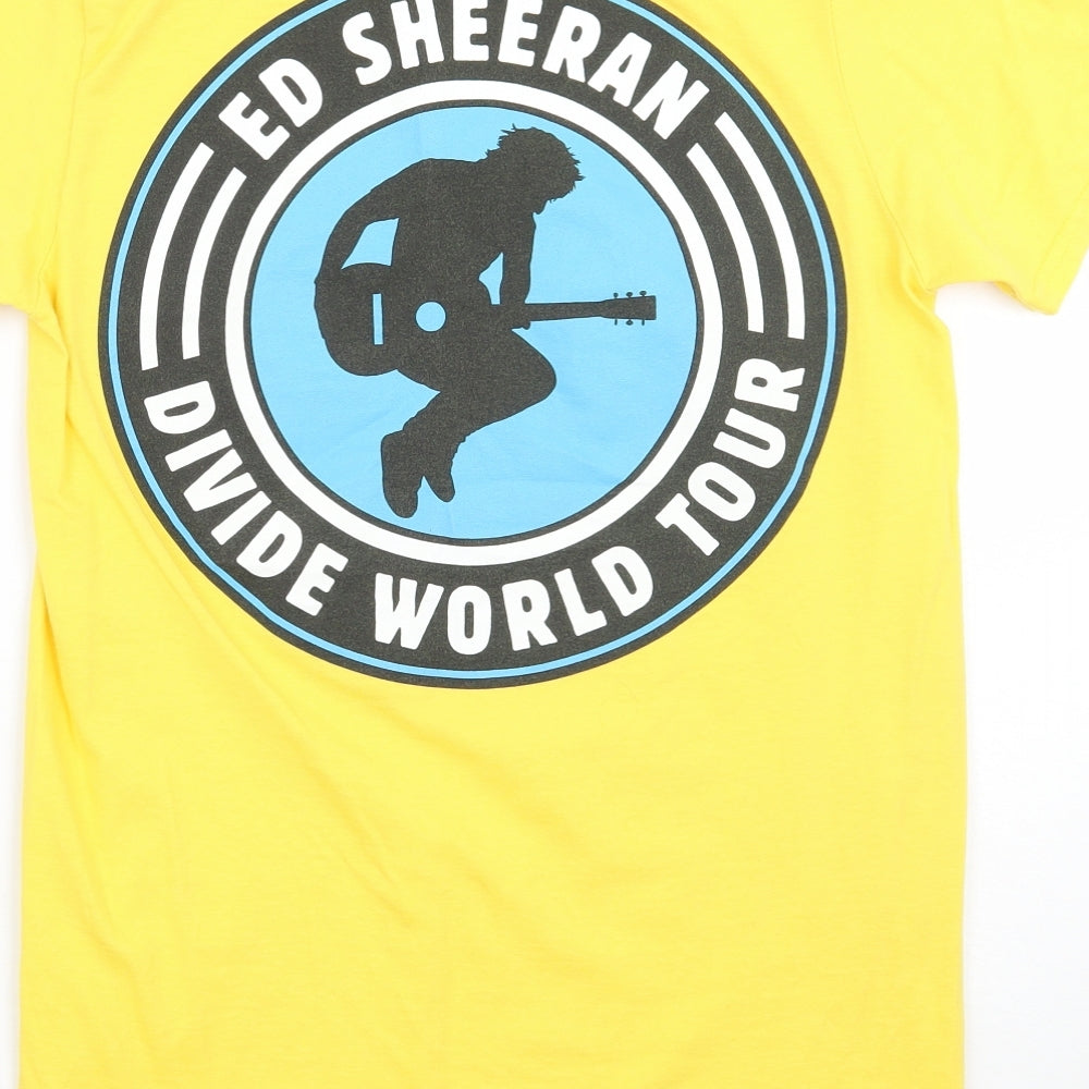 Gildan Womens Yellow   Basic T-Shirt Size S  - Ed Sheeran Divide World Tour
