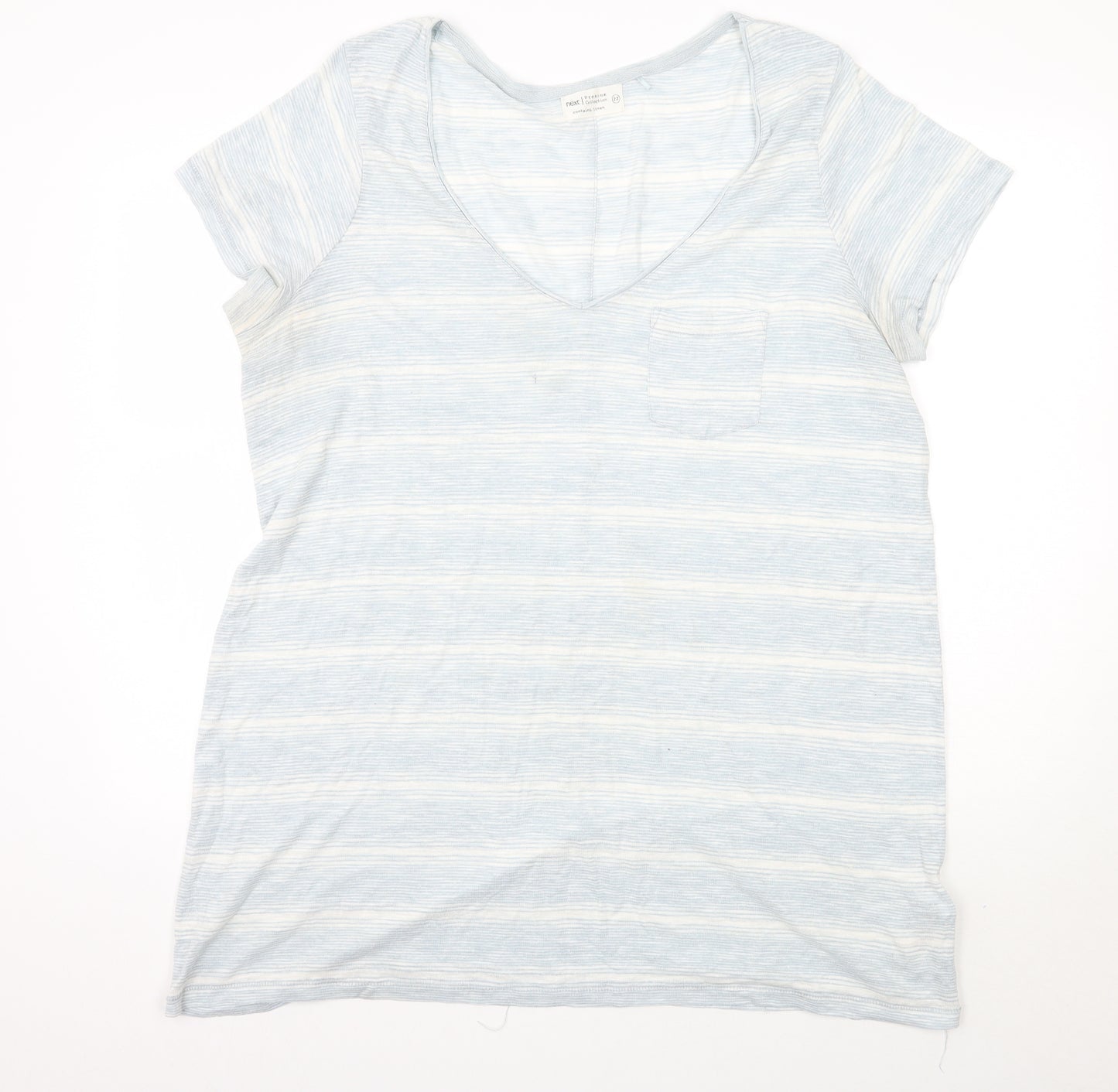 NEXT Womens Blue Striped  Basic T-Shirt Size 22