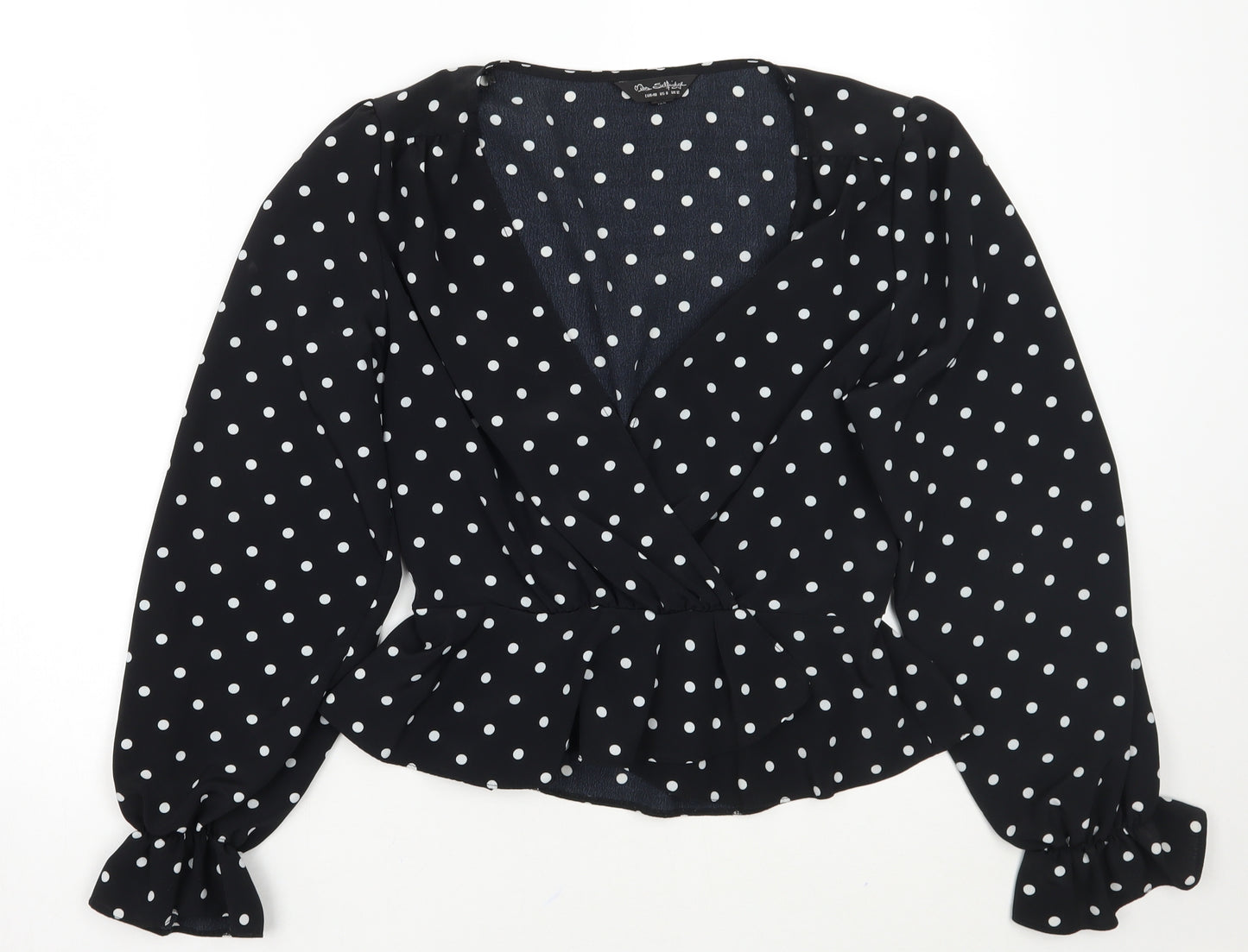 miss Selfridge  Womens Black Polka Dot  Basic Blouse Size 12