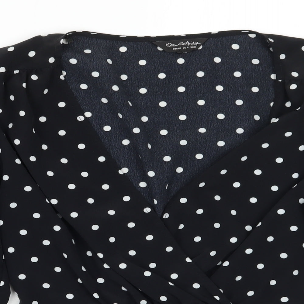 miss Selfridge  Womens Black Polka Dot  Basic Blouse Size 12