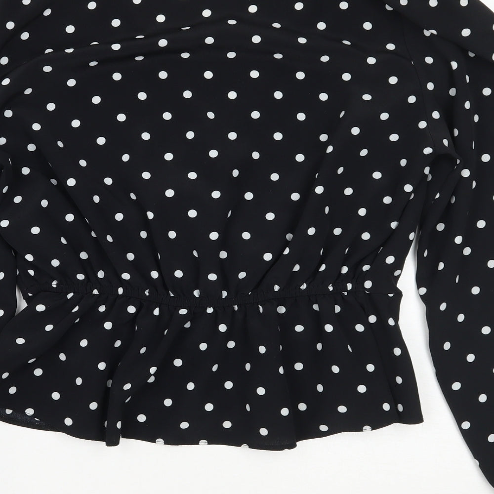 miss Selfridge  Womens Black Polka Dot  Basic Blouse Size 12