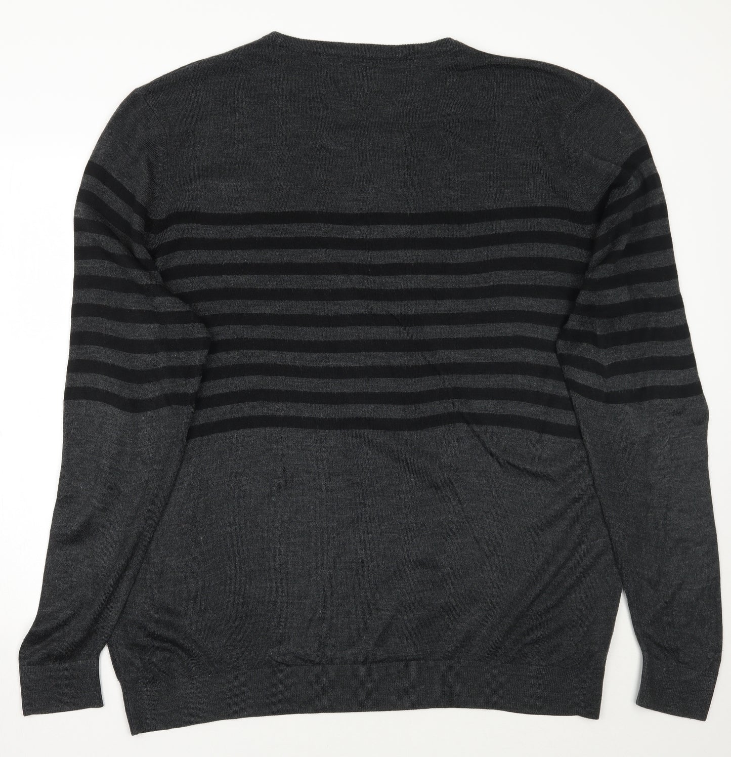 F&F Mens Grey Striped  Pullover Jumper Size 3XL