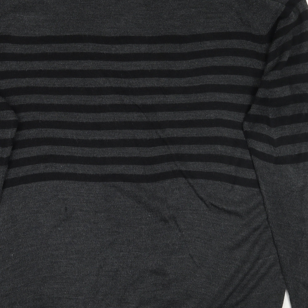 F&F Mens Grey Striped  Pullover Jumper Size 3XL