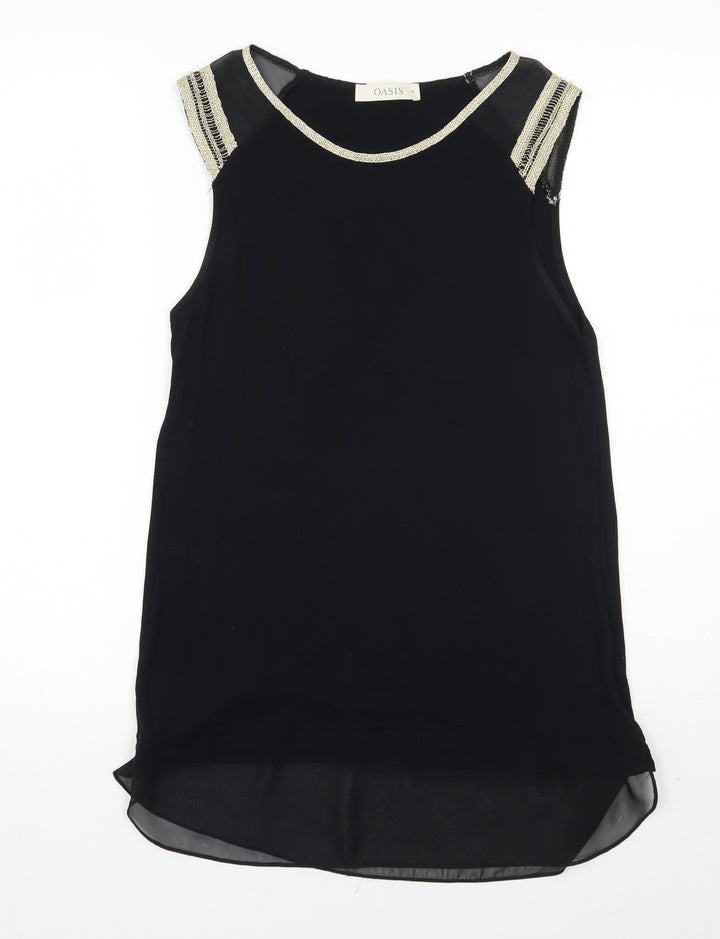 Oasis Womens Black Basic Blouse Size 10