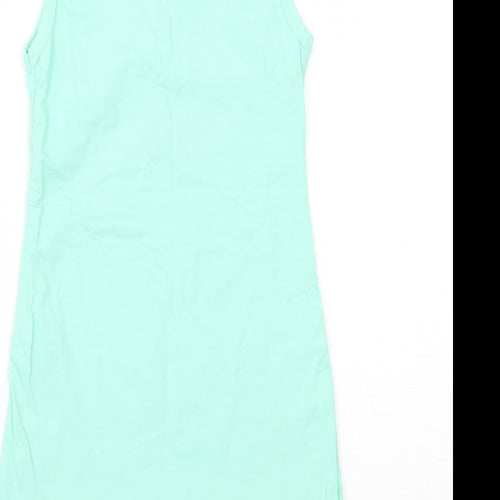 Preworn Girls Green Floral  Basic Tank Size 7-8 Years