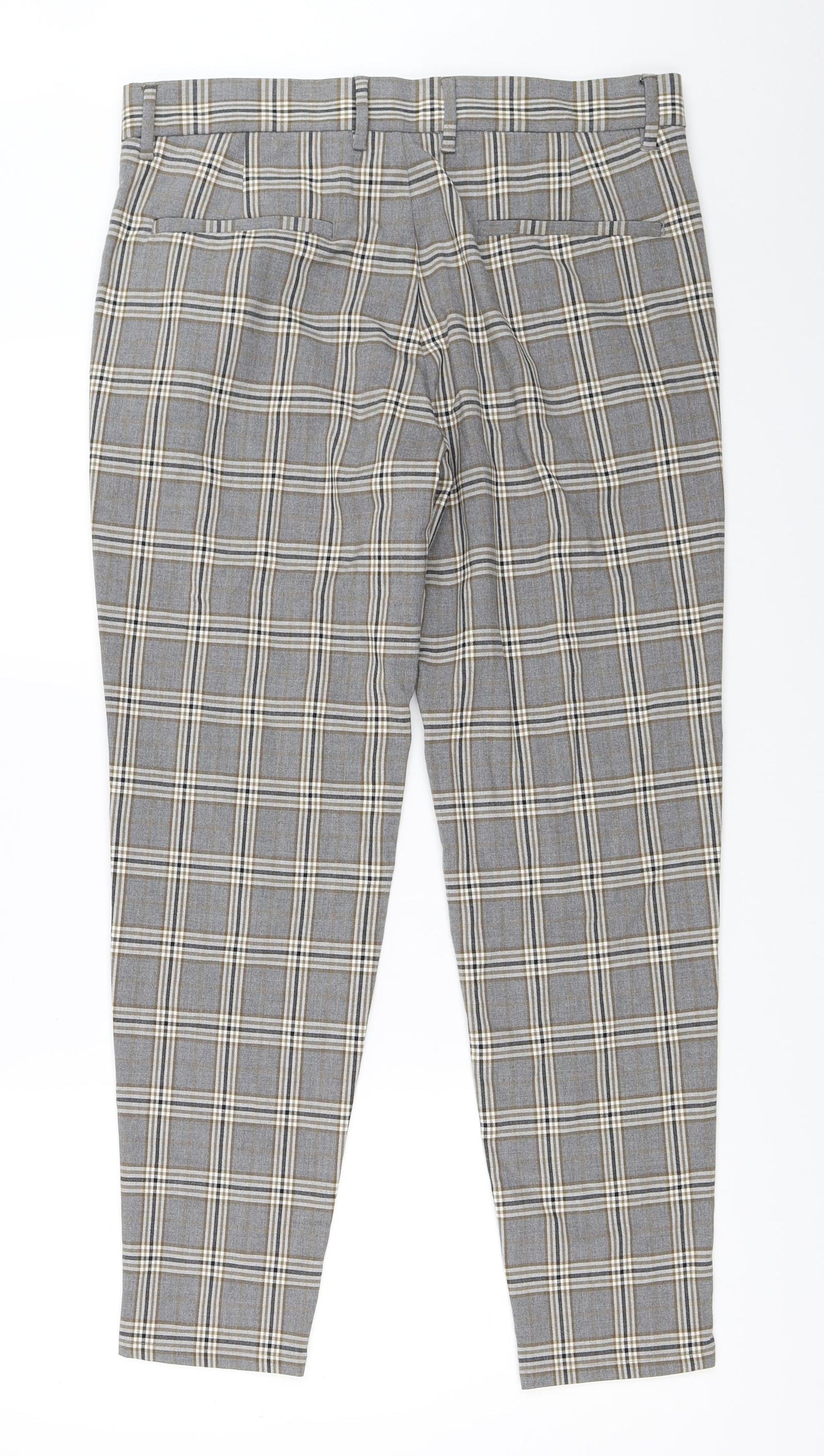 Bershka Womens Grey Check  Capri Trousers Size 40 L27 in