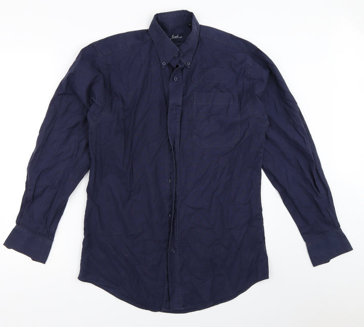 Premier Mens Blue Button-Up Size 14.5
