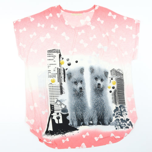 LIN HH Womens Pink   Basic T-Shirt Size M