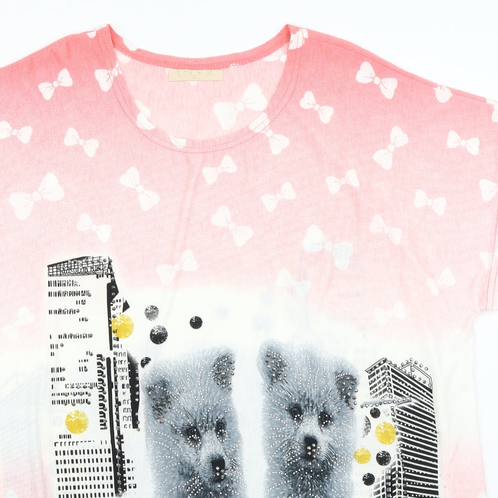 LIN HH Womens Pink   Basic T-Shirt Size M