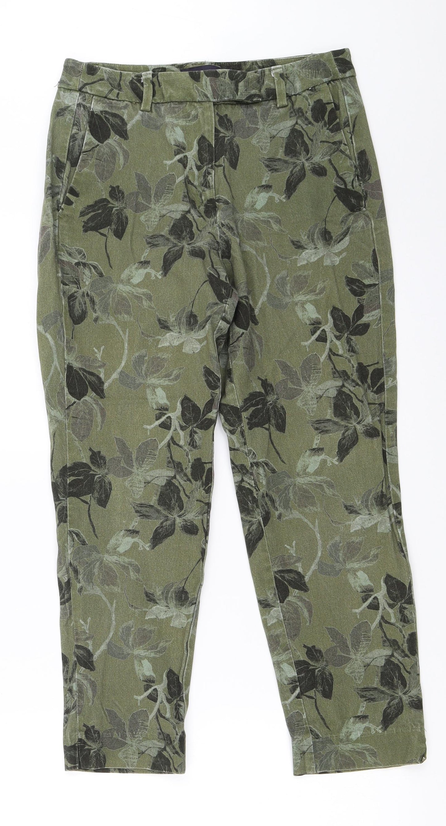 Marks and Spencer Womens Green   Cropped Trousers Size 8 L24 in