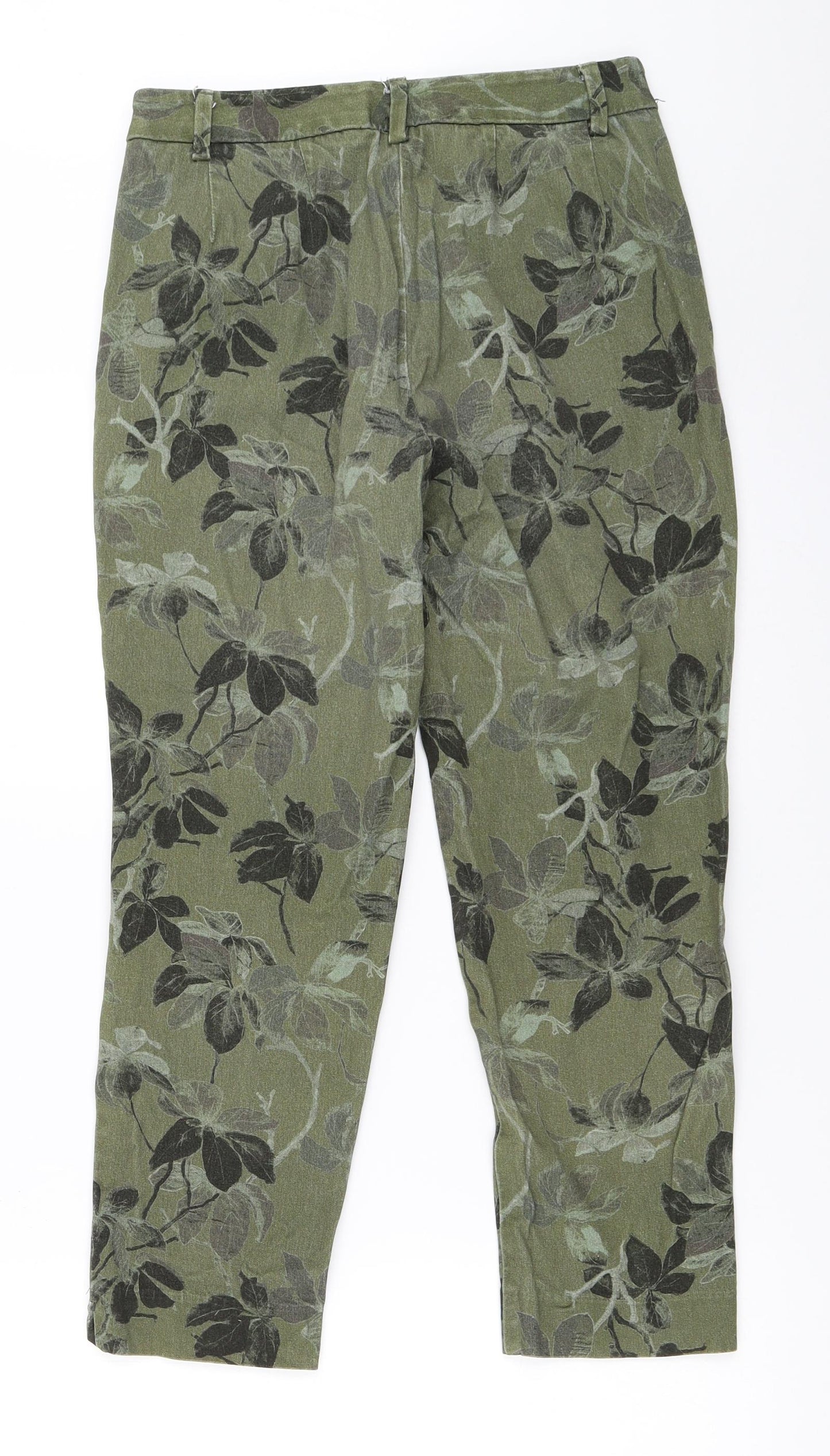 Marks and Spencer Womens Green   Cropped Trousers Size 8 L24 in