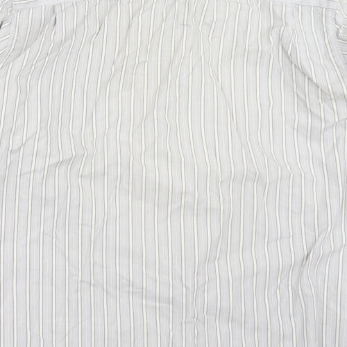 St Michael Mens Grey Striped   Button-Up Size 15.5