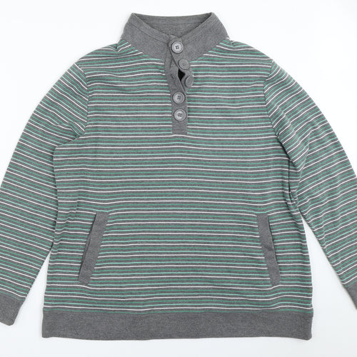 BM Womens Grey Striped  Pullover Sweatshirt Size L