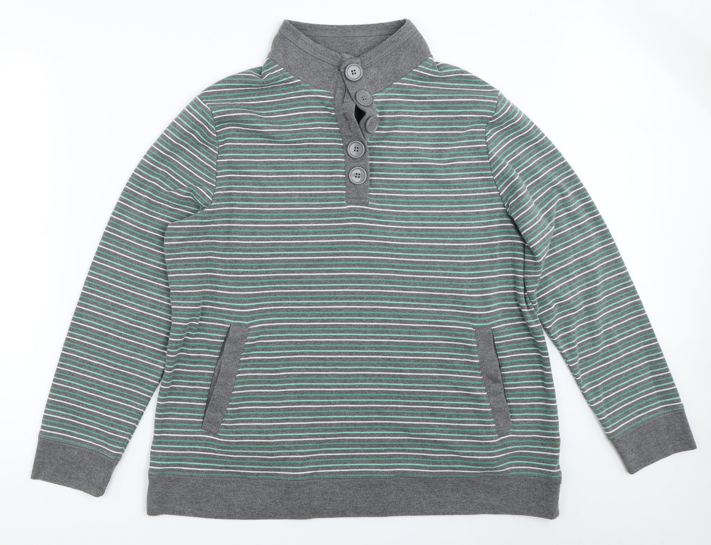 BM Womens Grey Striped  Pullover Sweatshirt Size L