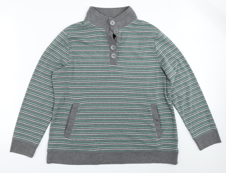 BM Womens Grey Striped  Pullover Sweatshirt Size L