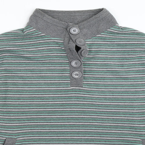 BM Womens Grey Striped  Pullover Sweatshirt Size L