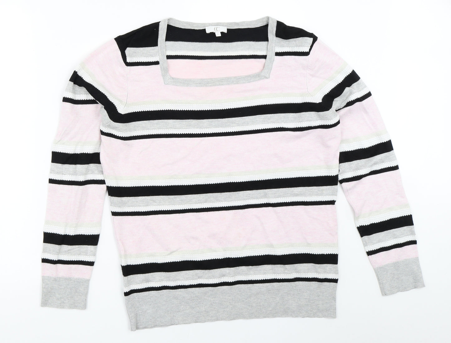 Country Casuals Womens Pink Striped  Pullover Jumper Size L