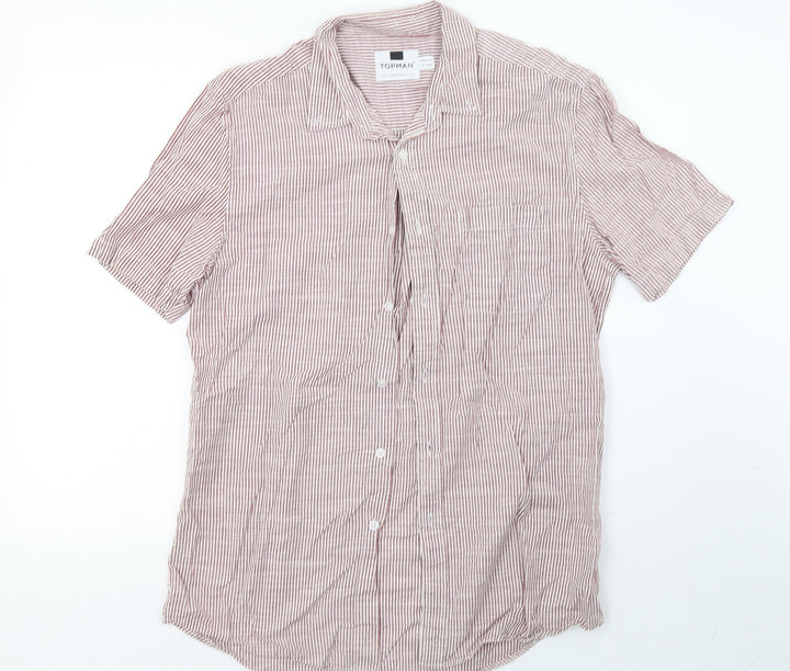 Topman Mens Red Striped   Button-Up Size L